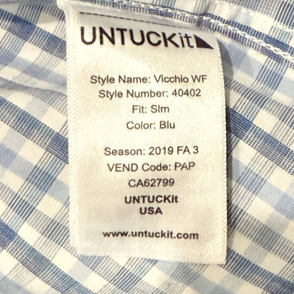 UNTUCKit Men’s XL Slim Fit Check Performance Shirt Long Sleeve Button Up - Picture 3 of 12